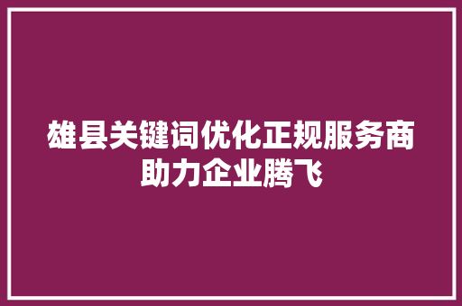 雄县关键词优化正规服务商助力企业腾飞 网站建设公司