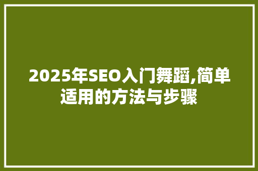 2025年SEO入门舞蹈,简单适用的方法与步骤 网站建设公司