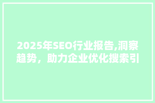 2025年SEO行业报告,洞察趋势，助力企业优化搜索引擎排名 百度SEO