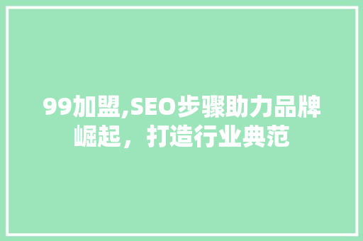 99加盟,SEO步骤助力品牌崛起，打造行业典范 神马SEO