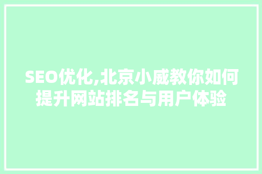 SEO优化,北京小威教你如何提升网站排名与用户体验 百度SEO