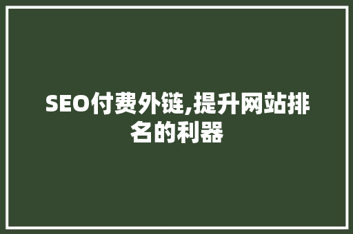 SEO付费外链,提升网站排名的利器 搜狗SEO