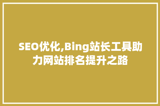 SEO优化,Bing站长工具助力网站排名提升之路 SEO关键词
