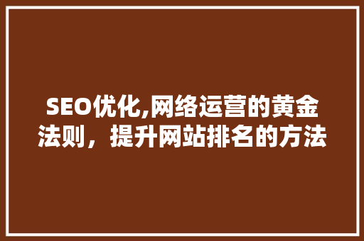 SEO优化,网络运营的黄金法则，提升网站排名的方法 百度SEO