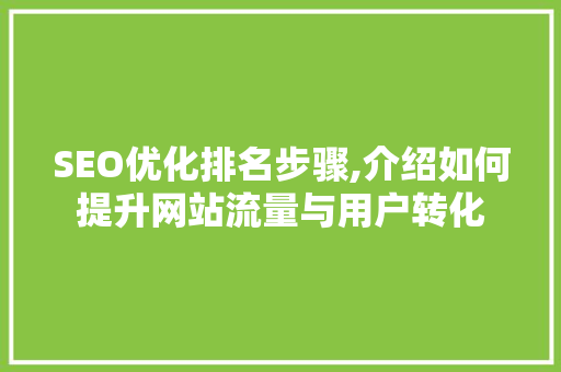 SEO优化排名步骤,介绍如何提升网站流量与用户转化 必应SEO