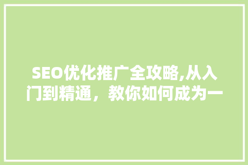 SEO优化推广全攻略,从入门到精通，教你如何成为一名SEO高手 搜狗SEO