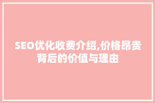 SEO优化收费介绍,价格昂贵背后的价值与理由 百度SEO