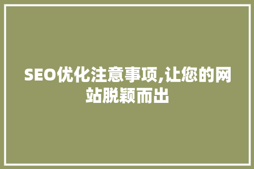 SEO优化注意事项,让您的网站脱颖而出 网站建设公司