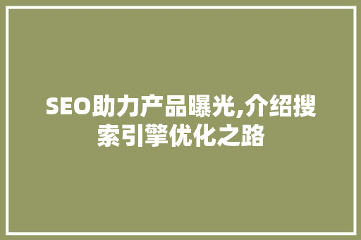 SEO助力产品曝光,介绍搜索引擎优化之路