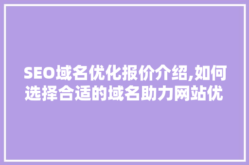 SEO域名优化报价介绍,如何选择合适的域名助力网站优化 网站建设公司