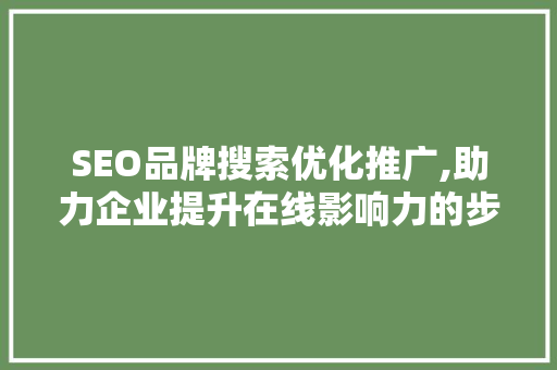 SEO品牌搜索优化推广,助力企业提升在线影响力的步骤介绍 SEO关键词