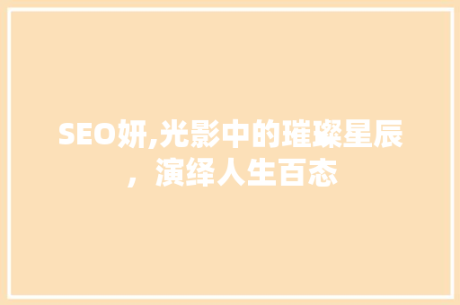 SEO妍,光影中的璀璨星辰，演绎人生百态 百度SEO