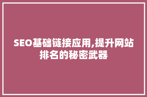 SEO基础链接应用,提升网站排名的秘密武器
