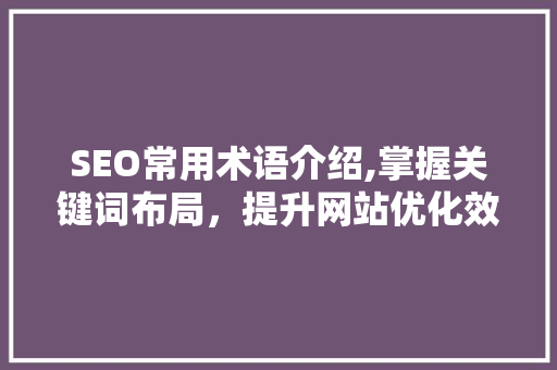 SEO常用术语介绍,掌握关键词布局，提升网站优化效果