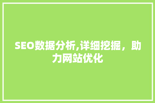 SEO数据分析,详细挖掘，助力网站优化 百度SEO