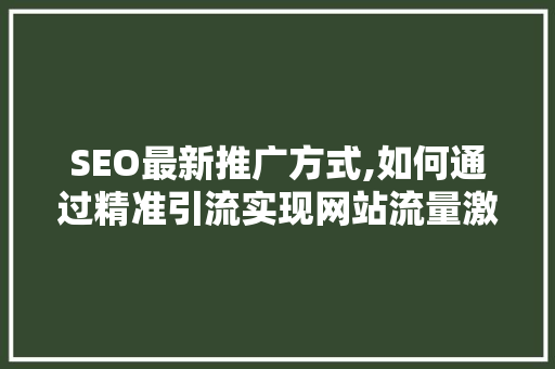 SEO最新推广方式,如何通过精准引流实现网站流量激增