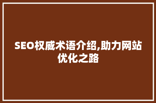 SEO权威术语介绍,助力网站优化之路 SEO关键词