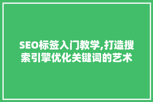 SEO标签入门教学,打造搜索引擎优化关键词的艺术 SEO关键词