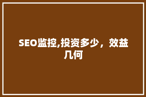 SEO监控,投资多少，效益几何 百度SEO