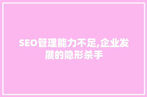 SEO管理能力不足,企业发展的隐形杀手 百度SEO