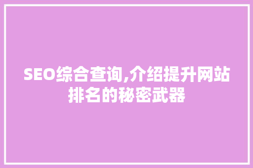 SEO综合查询,介绍提升网站排名的秘密武器 必应SEO