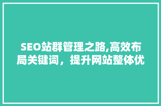 SEO站群管理之路,高效布局关键词，提升网站整体优化效果 神马SEO