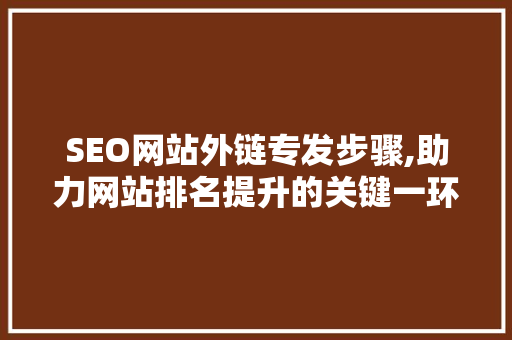 SEO网站外链专发步骤,助力网站排名提升的关键一环