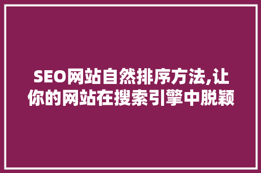 SEO网站自然排序方法,让你的网站在搜索引擎中脱颖而出 SEO关键词