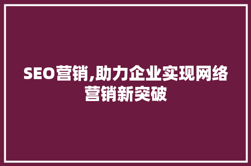 SEO营销,助力企业实现网络营销新突破 SEO关键词