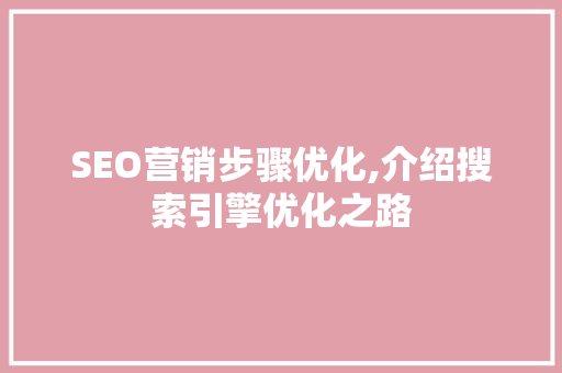 SEO营销步骤优化,介绍搜索引擎优化之路 网站建设公司