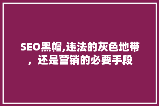 SEO黑帽,违法的灰色地带，还是营销的必要手段