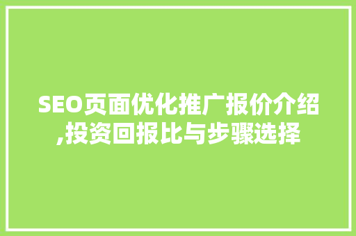 SEO页面优化推广报价介绍,投资回报比与步骤选择 SEO关键词