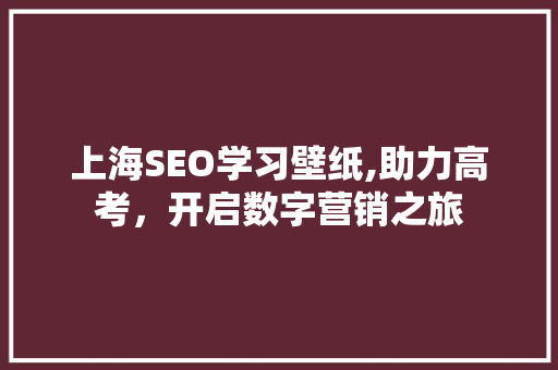 上海SEO学习壁纸,助力高考，开启数字营销之旅 搜狗SEO