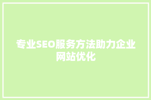 专业SEO服务方法助力企业网站优化 SEO关键词