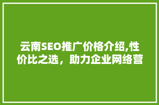 云南SEO推广价格介绍,性价比之选，助力企业网络营销 必应SEO