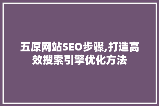 五原网站SEO步骤,打造高效搜索引擎优化方法 网站建设公司