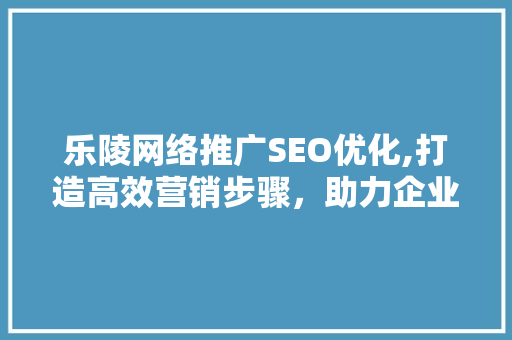 乐陵网络推广SEO优化,打造高效营销步骤，助力企业腾飞 网站建设公司