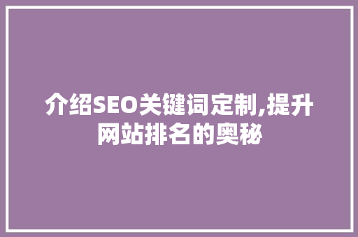 介绍SEO关键词定制,提升网站排名的奥秘