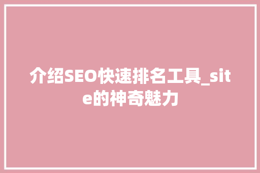 介绍SEO快速排名工具_site的神奇魅力 网站建设公司
