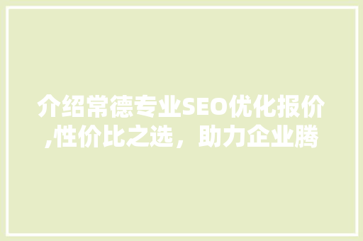 介绍常德专业SEO优化报价,性价比之选，助力企业腾飞 神马SEO