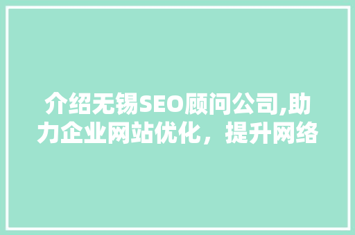 介绍无锡SEO顾问公司,助力企业网站优化，提升网络竞争力
