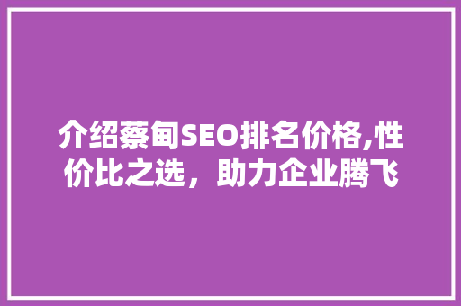 介绍蔡甸SEO排名价格,性价比之选，助力企业腾飞 必应SEO