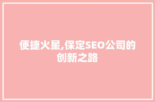 便捷火星,保定SEO公司的创新之路 百度SEO