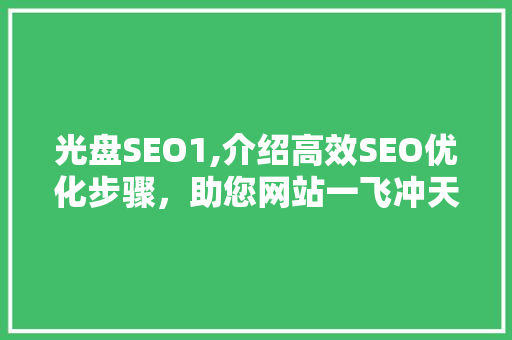 光盘SEO1,介绍高效SEO优化步骤，助您网站一飞冲天！ 搜狗SEO