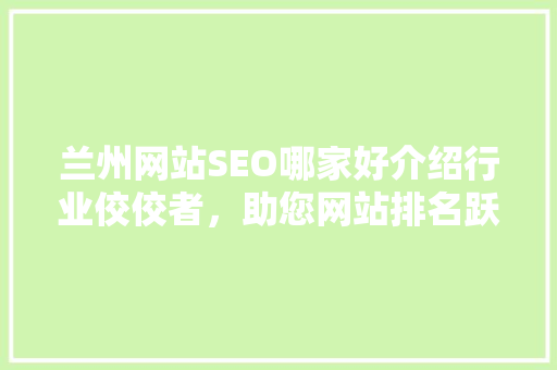 兰州网站SEO哪家好介绍行业佼佼者，助您网站排名跃升！ 百度SEO