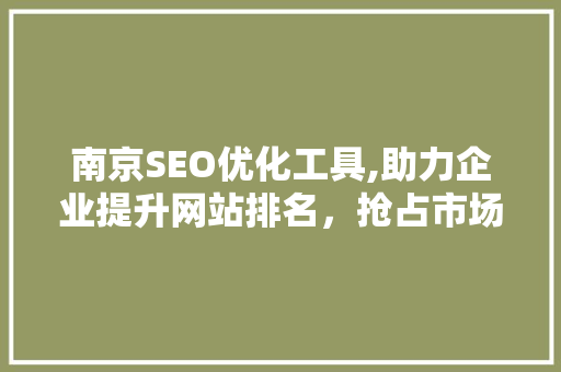 南京SEO优化工具,助力企业提升网站排名，抢占市场先机 SEO关键词