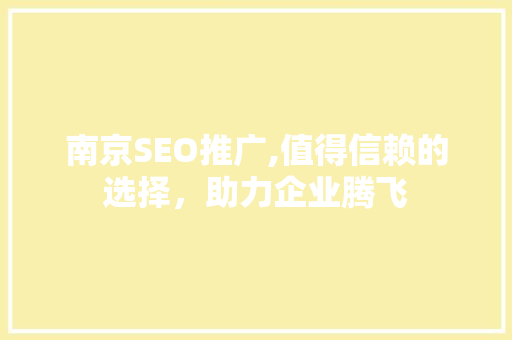 南京SEO推广,值得信赖的选择，助力企业腾飞 网站建设公司