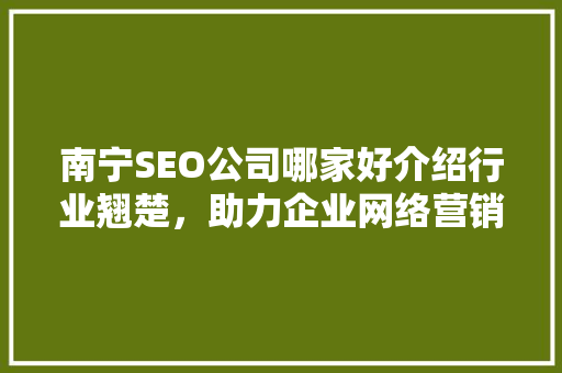 南宁SEO公司哪家好介绍行业翘楚，助力企业网络营销腾飞 神马SEO