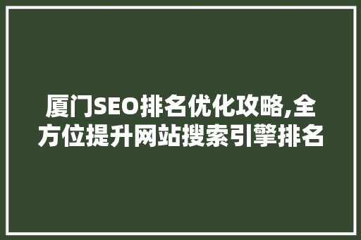 厦门SEO排名优化攻略,全方位提升网站搜索引擎排名