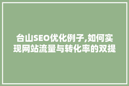 台山SEO优化例子,如何实现网站流量与转化率的双提升 百度SEO